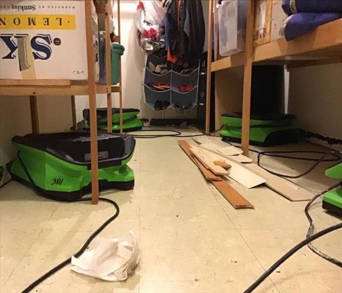 water damage in a closet
